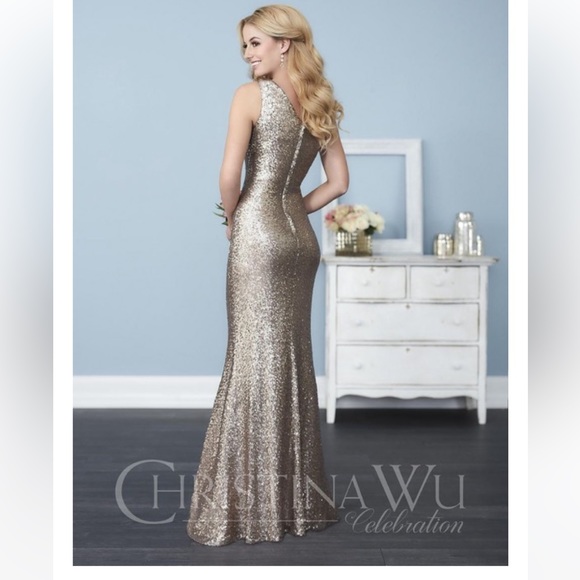 Christina Wu rose gold bridesmaid dress - Picture 2 of 7